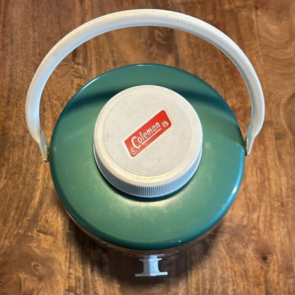 Vintage 1970’s Coleman Green 1 Gallon Water Cooler with Handle And Spigot